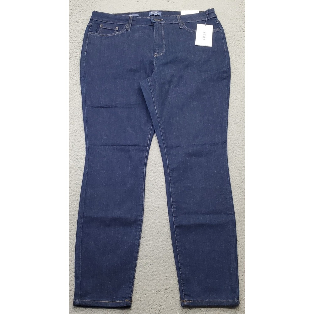 NYDJ Skinny Leg Jeans Womens 14 Blue Denim Dark Wash Stretch Slim Fit MSSD8706